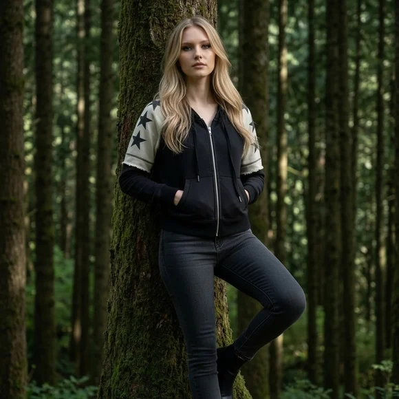 NWT Dolls Kill Current Mood Size XL Starry Zip Up Hoodie! - Picture 1 of 8